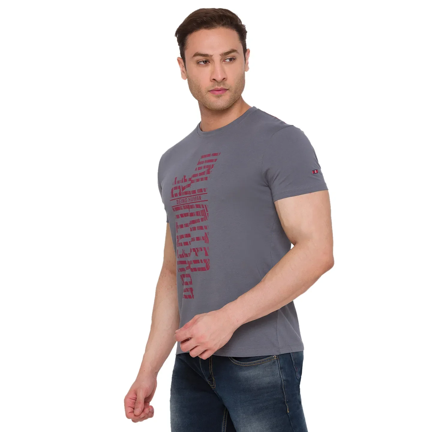 Grey Regular Fit Men's Short Sleeves T-Shirt by Being Human Clothing - Image 2