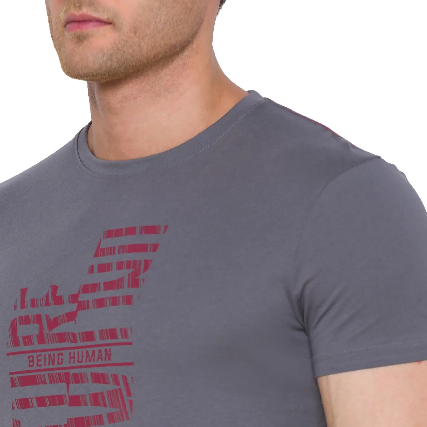 Grey Regular Fit Men's Short Sleeves T-Shirt by Being Human Clothing - Image 3
