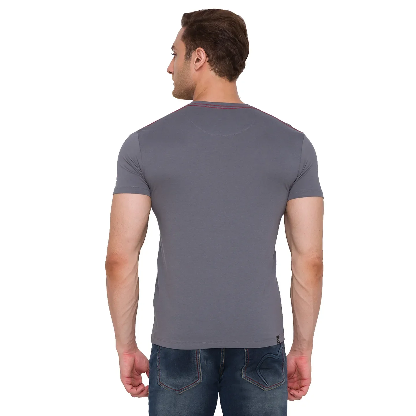 Grey Regular Fit Men's Short Sleeves T-Shirt by Being Human Clothing - Image 4