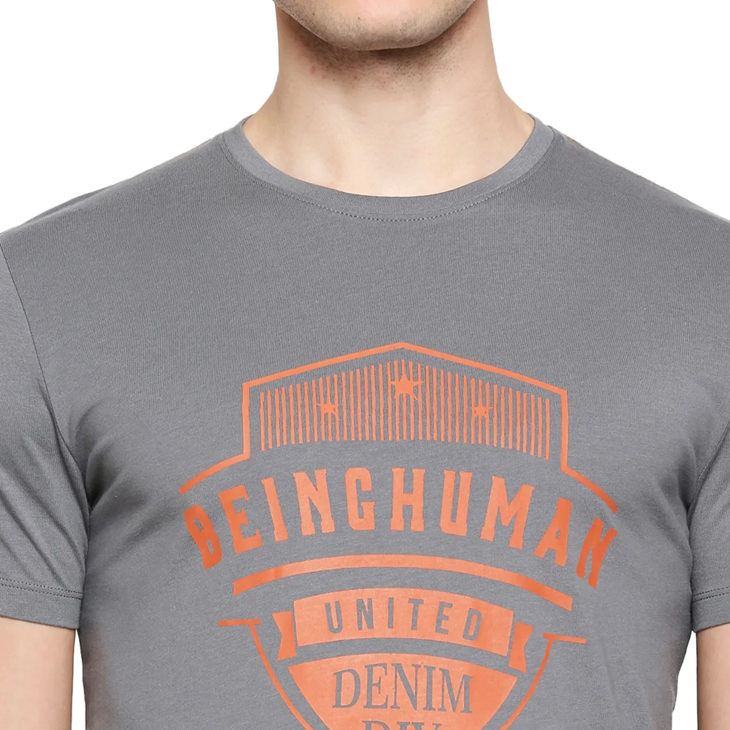 Grey Regular Fit Men's Short Sleeves T-Shirt by Being Human Clothing - Image 5