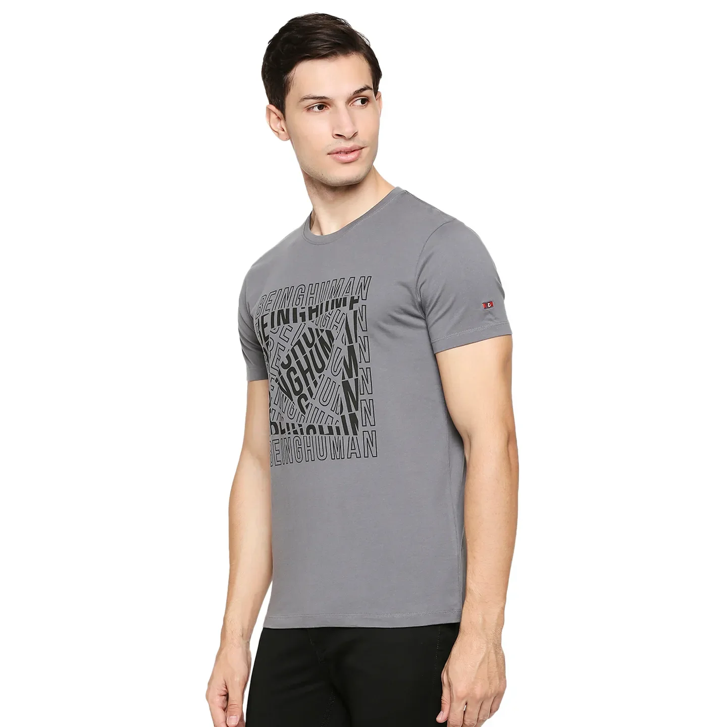 Grey Regular Fit Men's Short Sleeves T-Shirt by Being Human Clothing - Image 2