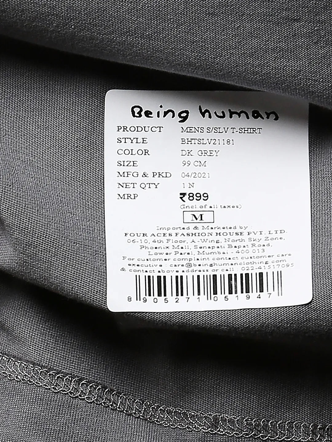 Grey Regular Fit Men's Short Sleeves T-Shirt by Being Human Clothing - Image 8