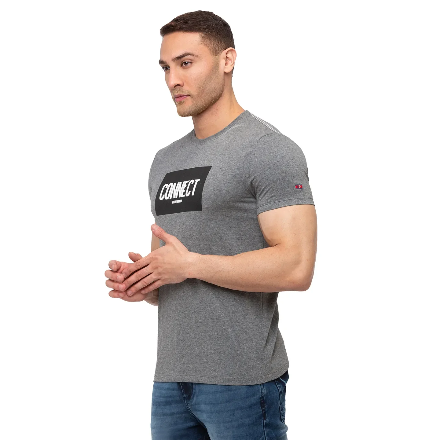 Grey Regular Fit Men's Short Sleeves T-Shirt by Being Human Clothing - Image 2