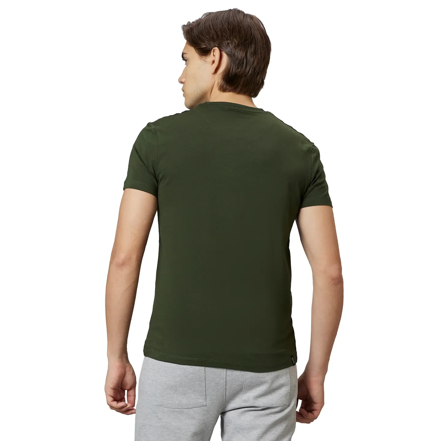 Dark Olive Regular Fit Round Neck Men's T-Shirt by Being Human Clothing - Image 2
