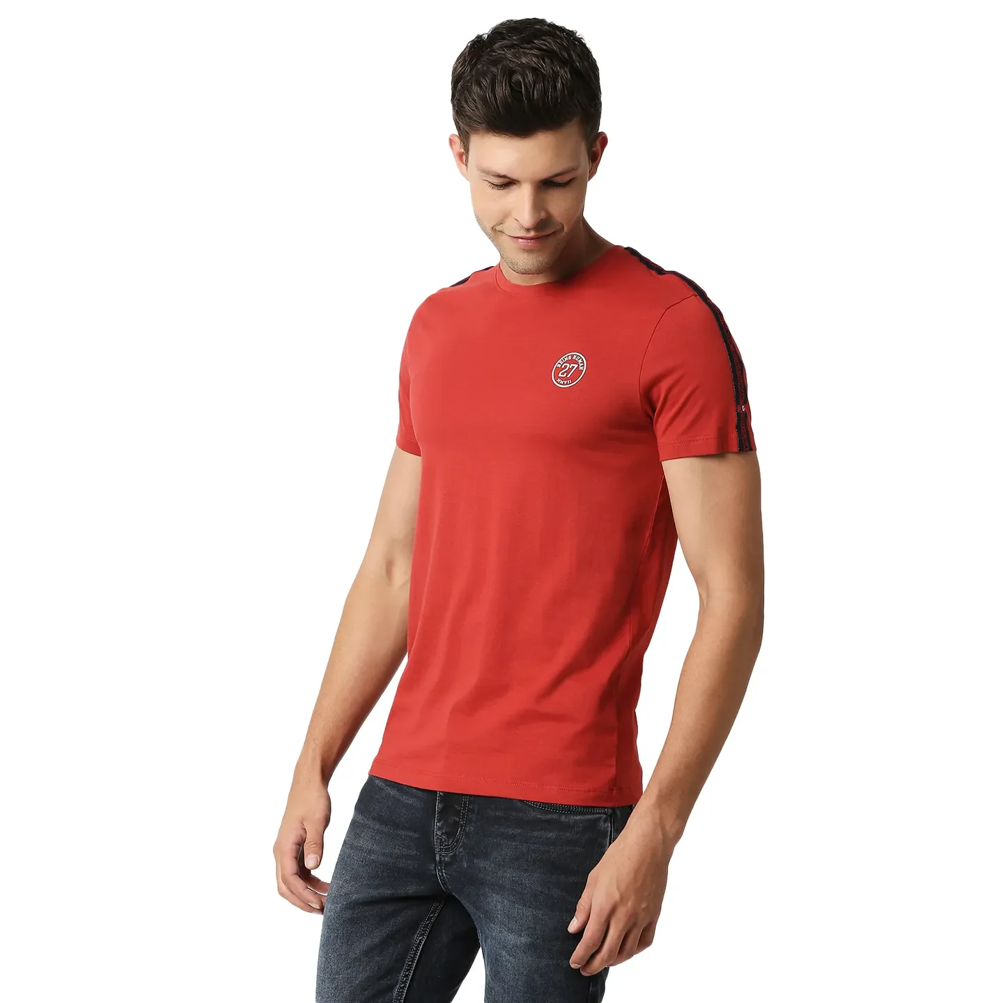 Red Regular Fit Men's Short Sleeves T-Shirt by Being Human Clothing - Image 2