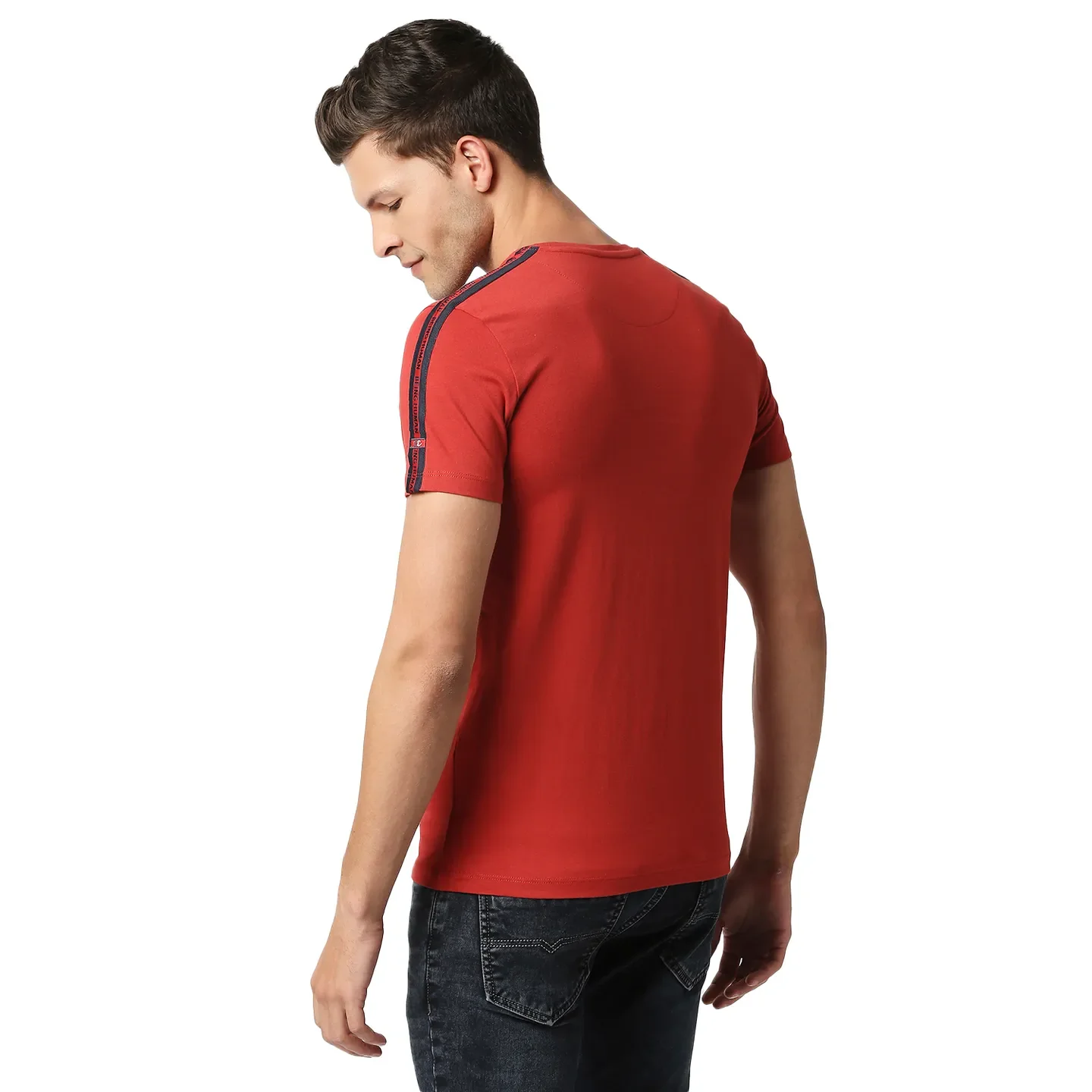 Red Regular Fit Men's Short Sleeves T-Shirt by Being Human Clothing - Image 3