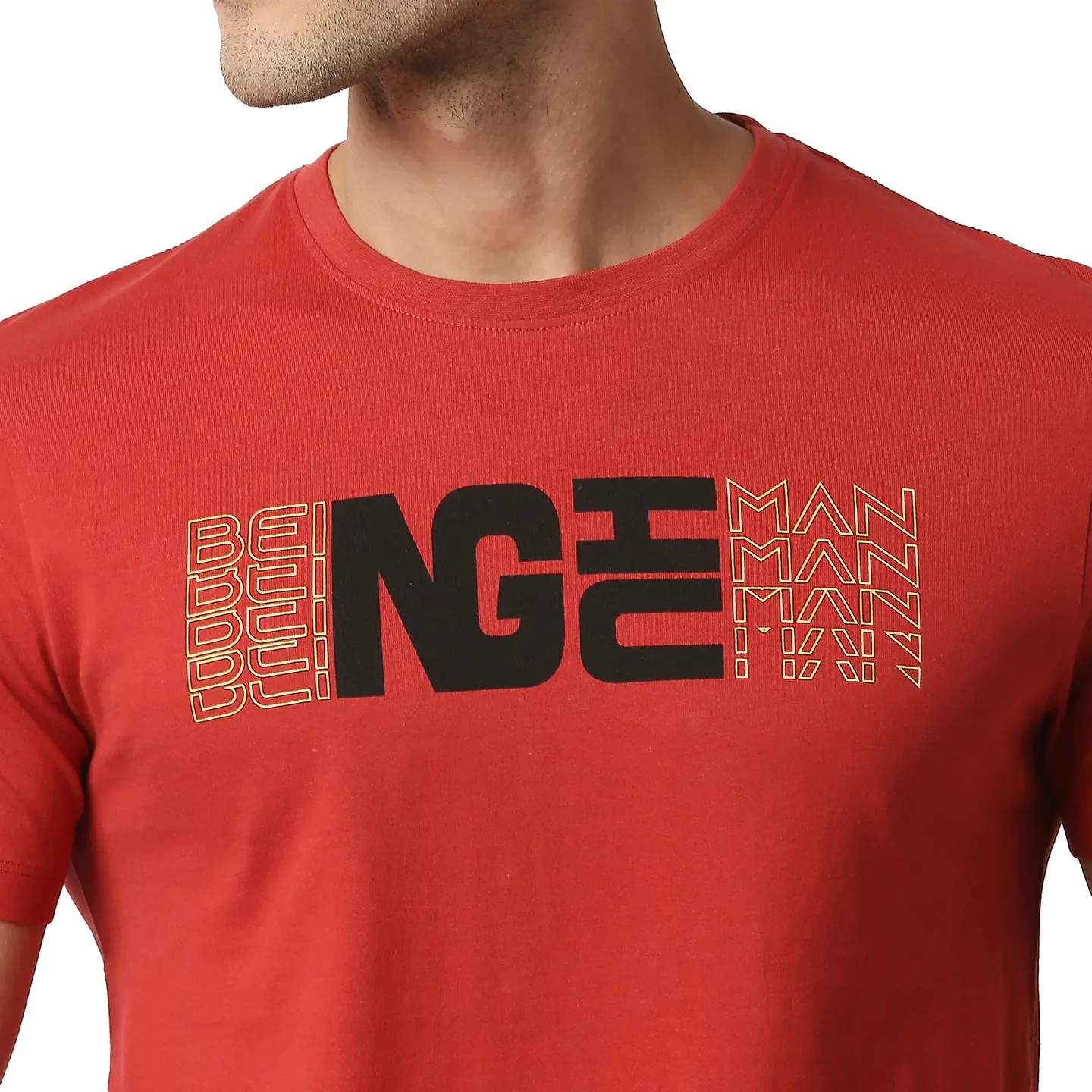 Red Regular Fit Men's Short Sleeves T-Shirt by Being Human Clothing - Image 5