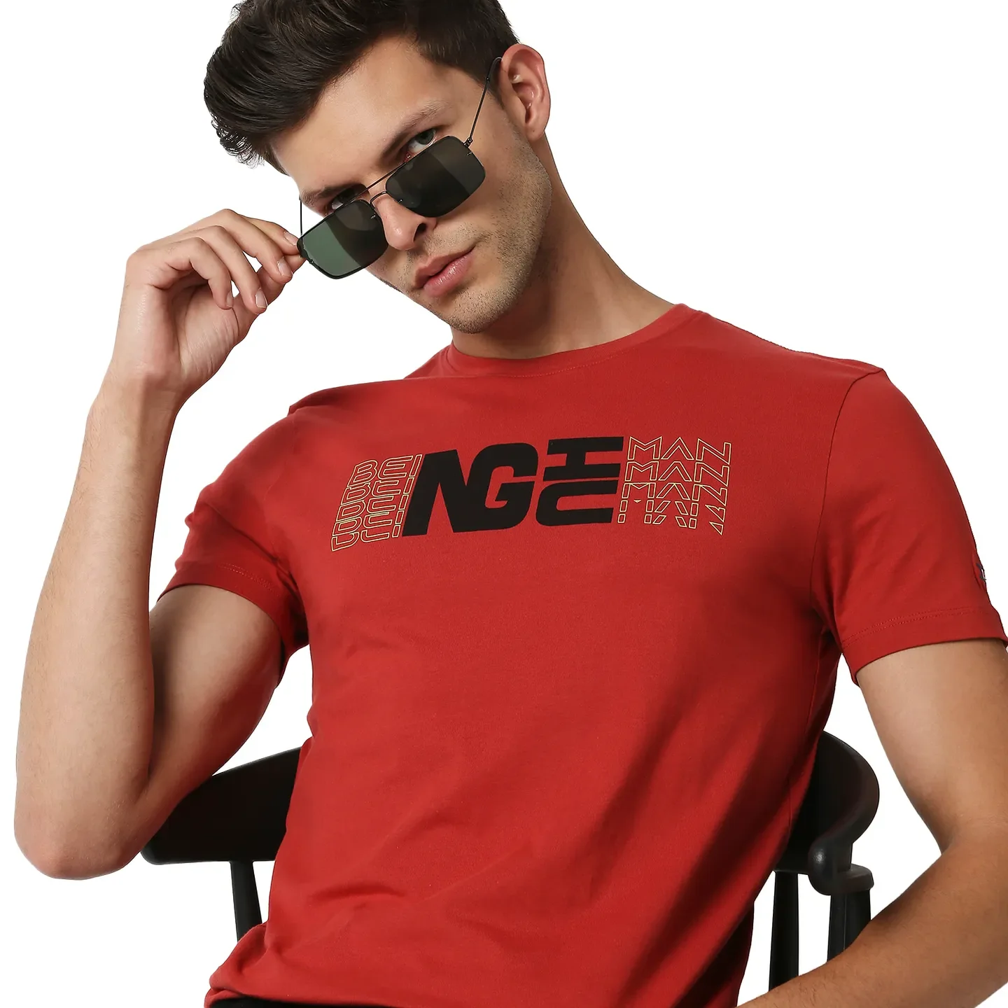 Red Regular Fit Men's Short Sleeves T-Shirt by Being Human Clothing - Image 7