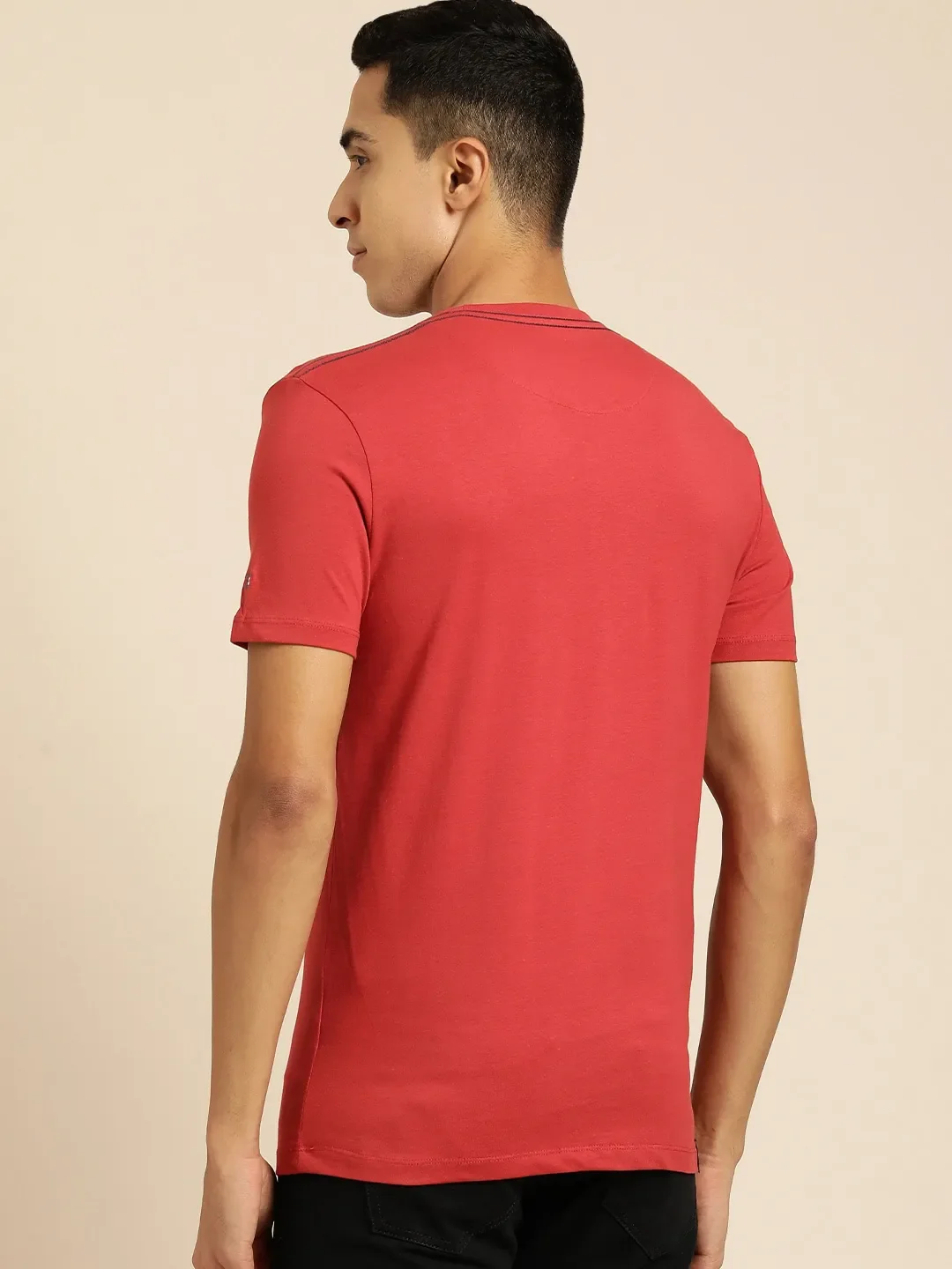 Red Regular Fit Men's Short Sleeves T-Shirt by Being Human Clothing - Image 3