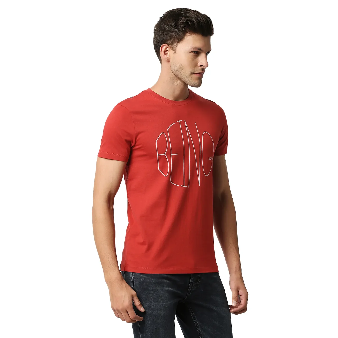 Red Regular Fit Men's Short Sleeves T-Shirt by Being Human Clothing - Image 3