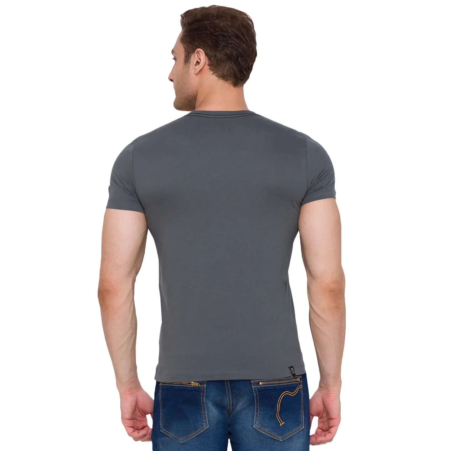 Grey Regular Fit Men's Short Sleeves T-Shirt by Being Human Clothing - Image 3