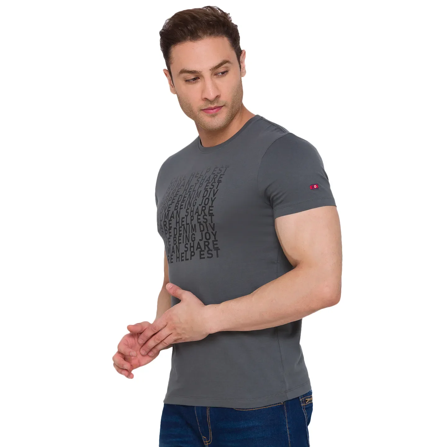 Grey Regular Fit Men's Short Sleeves T-Shirt by Being Human Clothing - Image 4