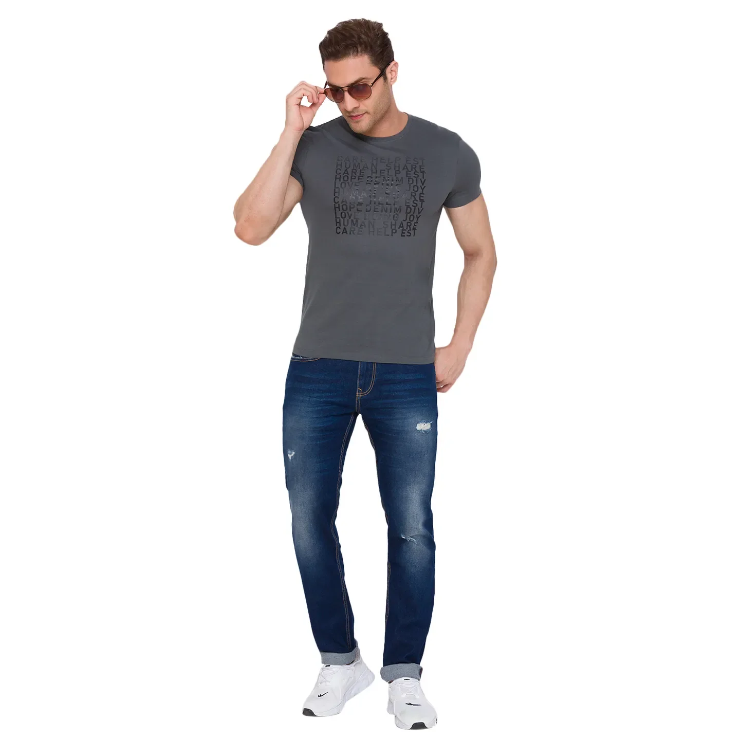 Grey Regular Fit Men's Short Sleeves T-Shirt by Being Human Clothing - Image 6