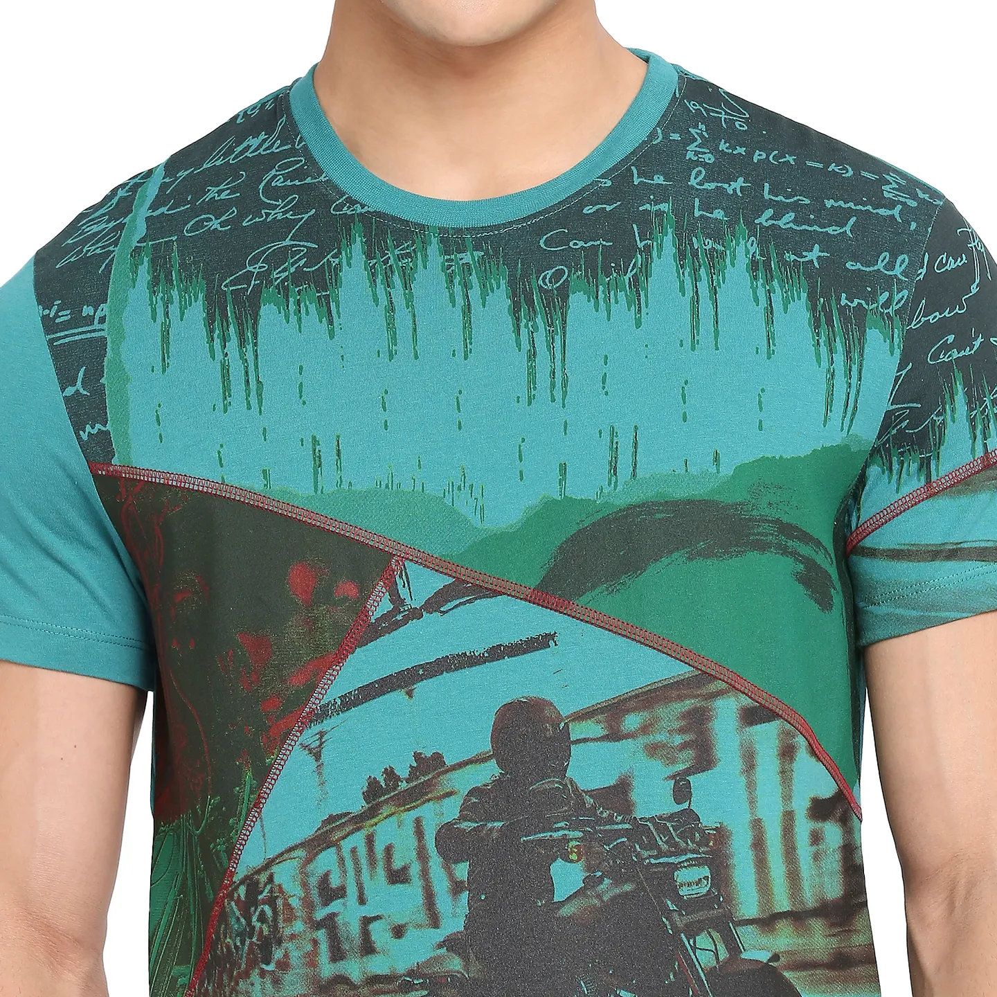 Dark Teal Regular Fit Round Neck Men's T-Shirt by Being Human Clothing - Image 5
