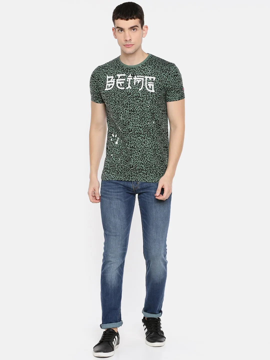 Green Regular Fit Men's Short Sleeves T-Shirt by Being Human Clothing - Image 5