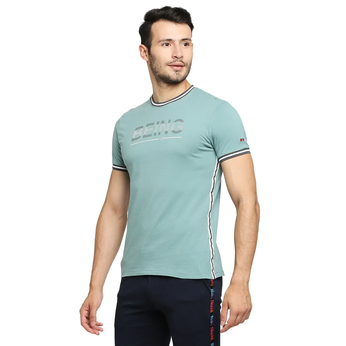 Dusty Green Regular Fit Round Neck Men's T-Shirt by Being Human Clothing - Image 3