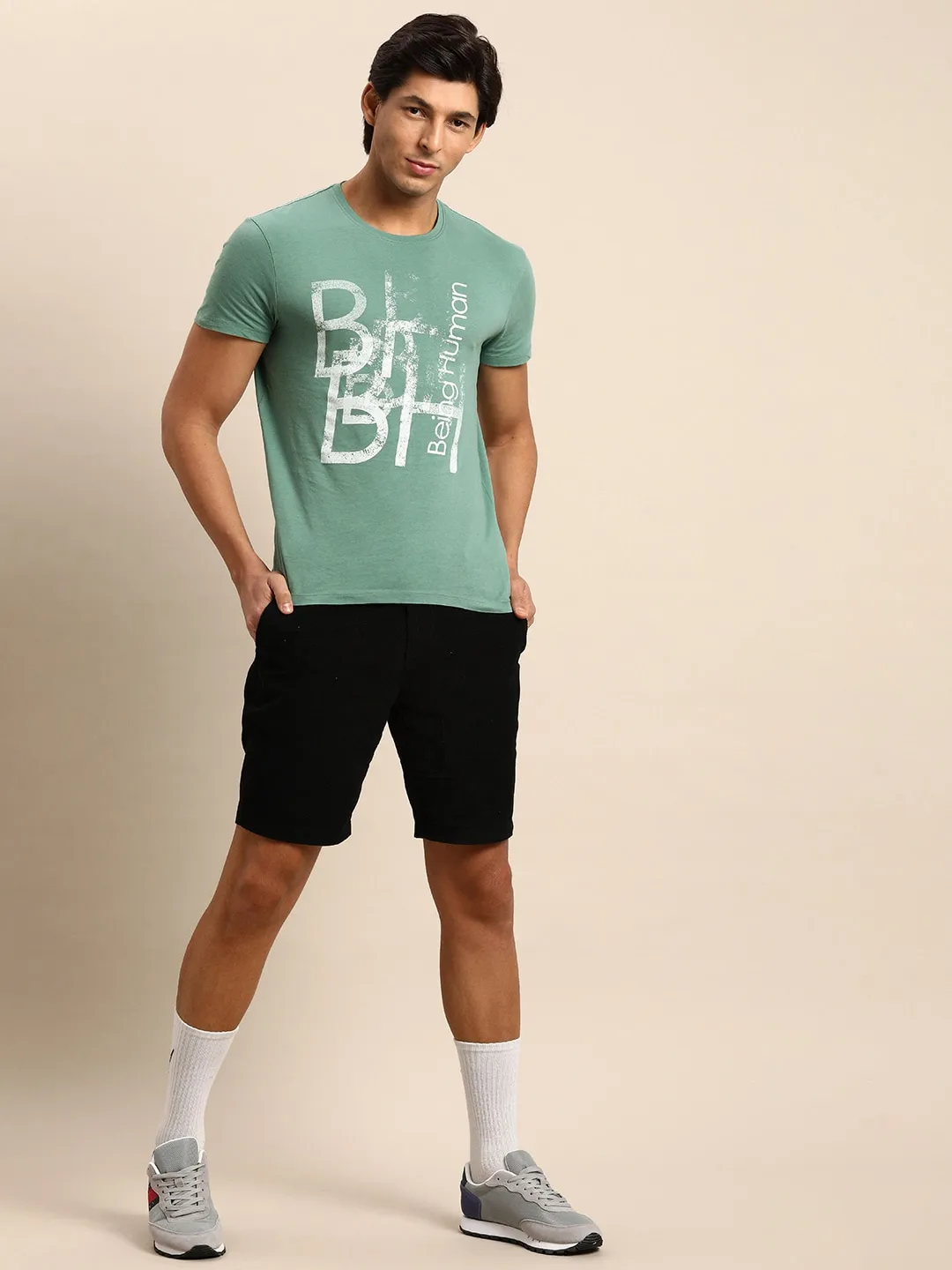 Green Regular Fit Men's Short Sleeves T-Shirt by Being Human Clothing - Image 5