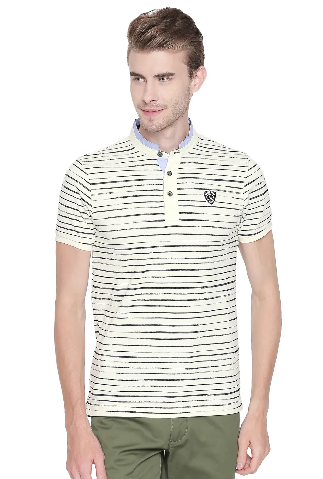 Beige Regular Fit Men's Polo T-Shirt by Being Human Clothing