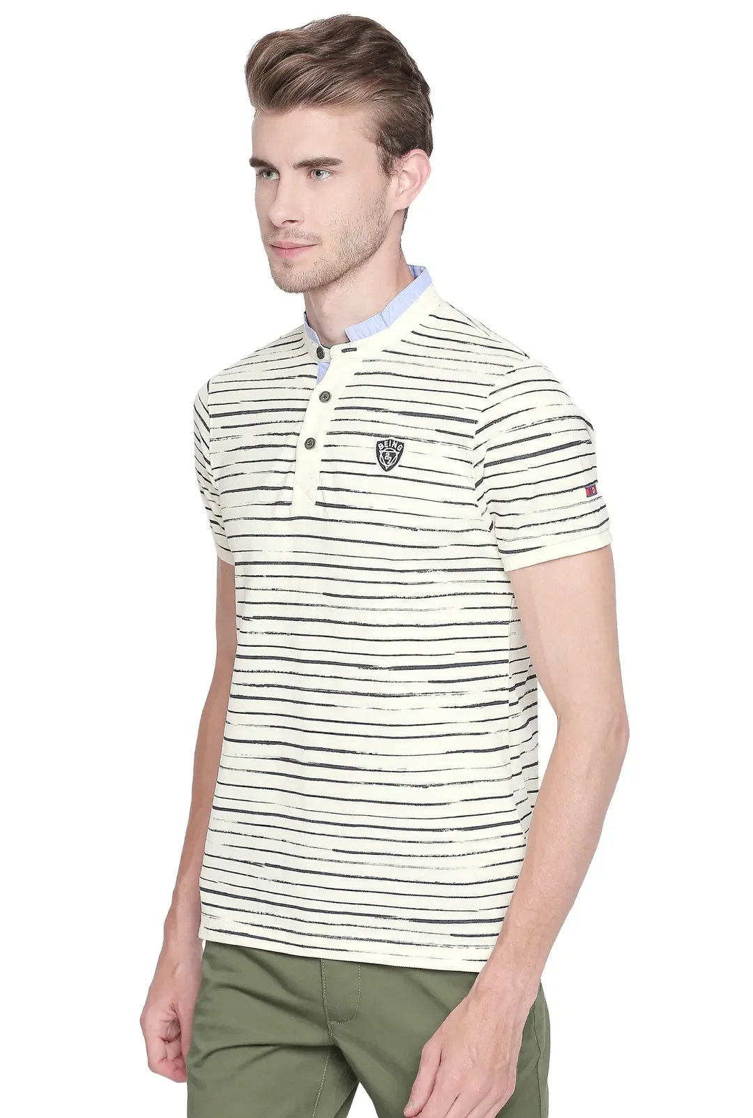 Beige Regular Fit Men's Polo T-Shirt by Being Human Clothing - Image 5