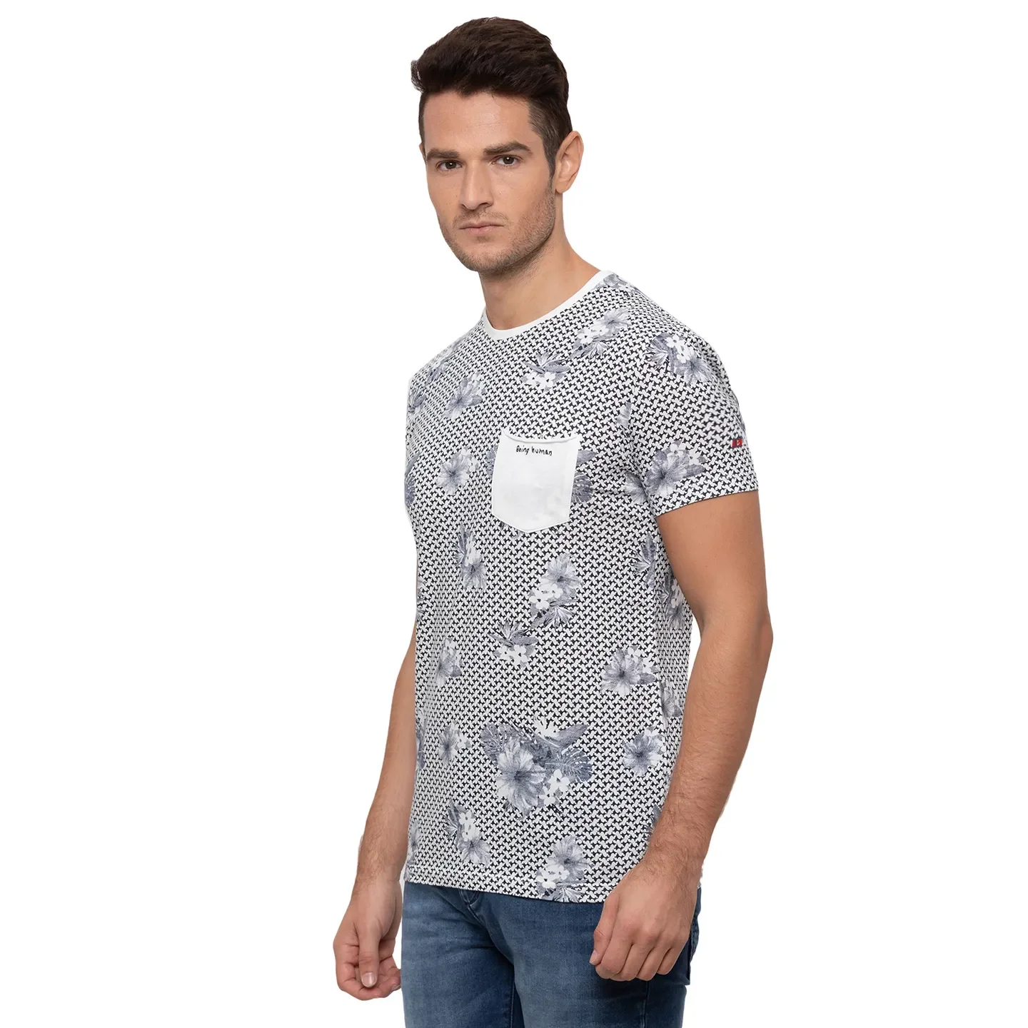 Beige Regular Fit Men's Short Sleeves T-Shirt by Being Human Clothing - Image 4