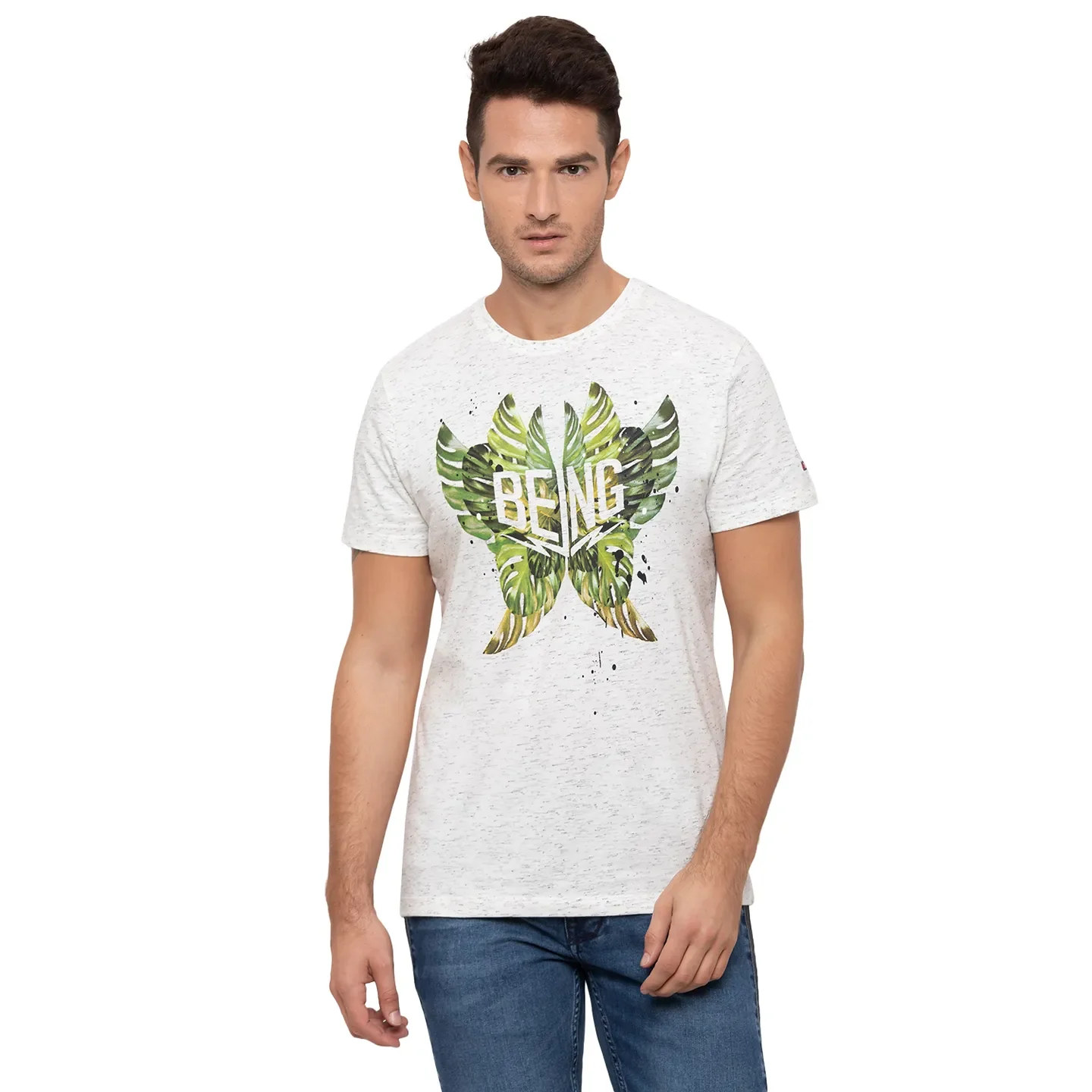 Beige Regular Fit Men's T-Shirt by Being Human Clothing
