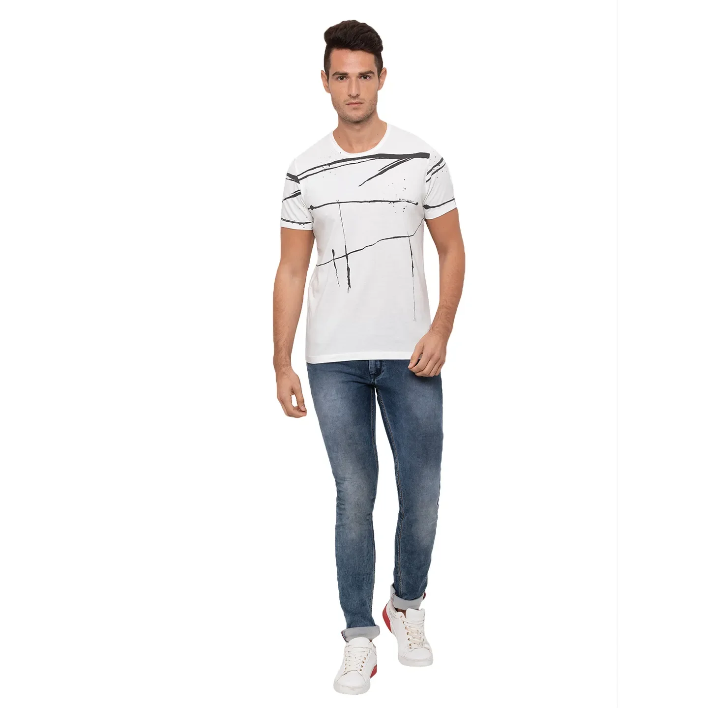 Beige Regular Fit Men's Short Sleeves T-Shirt by Being Human Clothing - Image 2