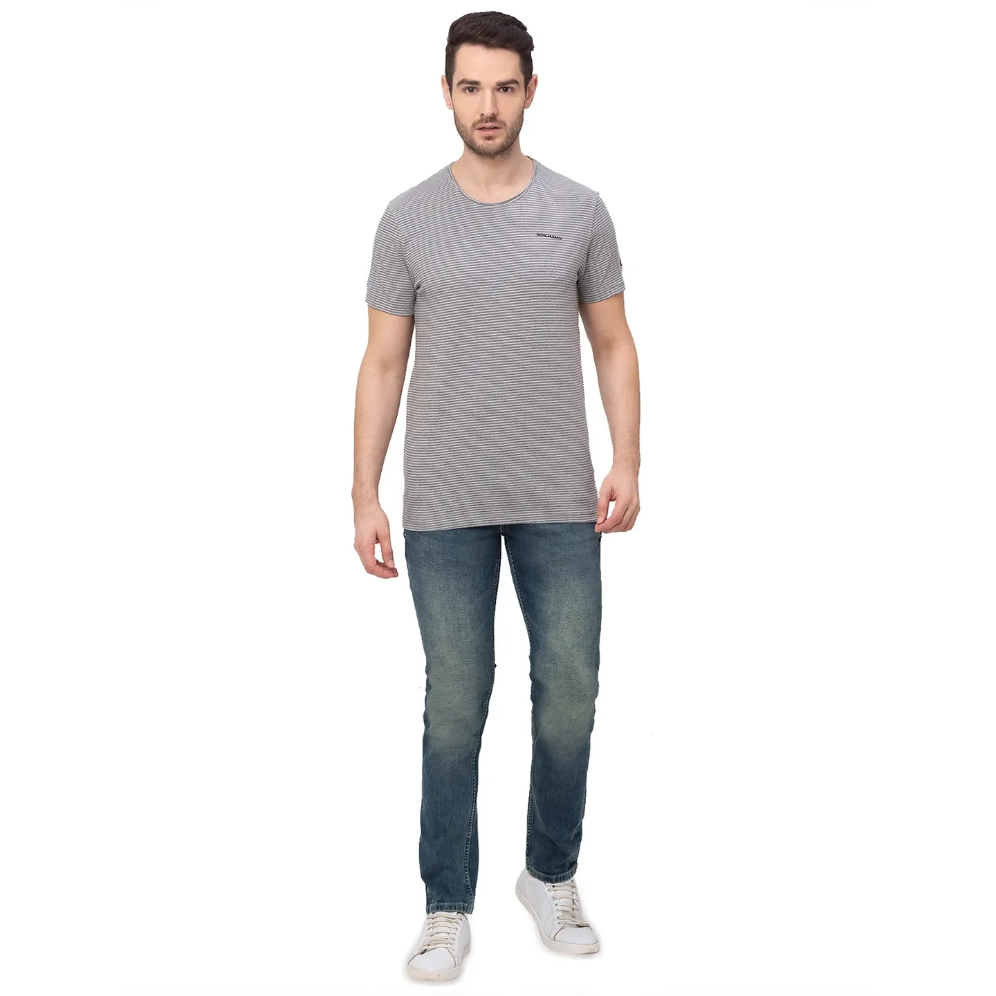 Beige Regular Fit Men's Short Sleeves T-Shirt by Being Human Clothing - Image 6