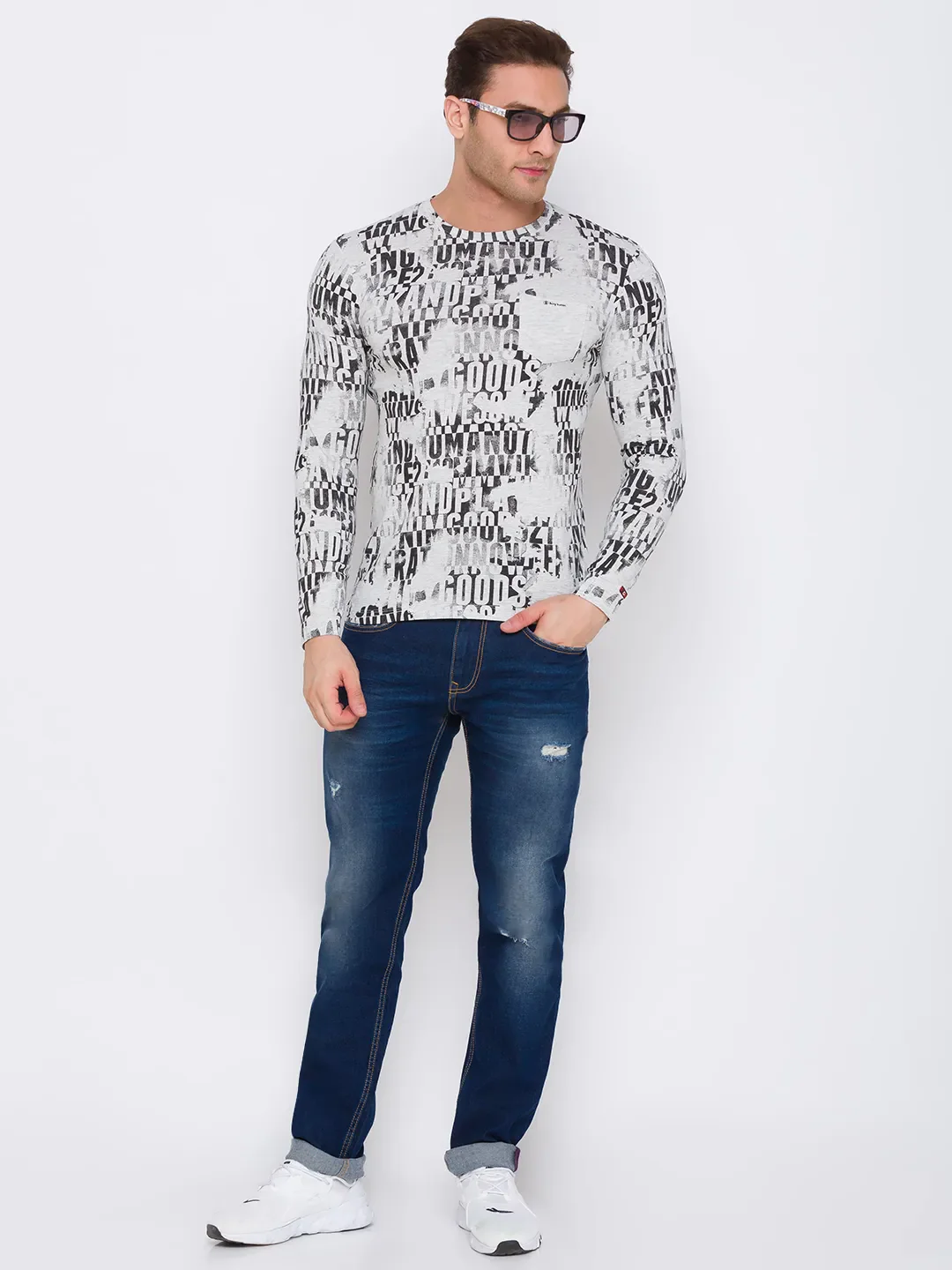 Grey Regular Fit Men's Long Sleeves T-Shirt by Being Human Clothing - Image 6