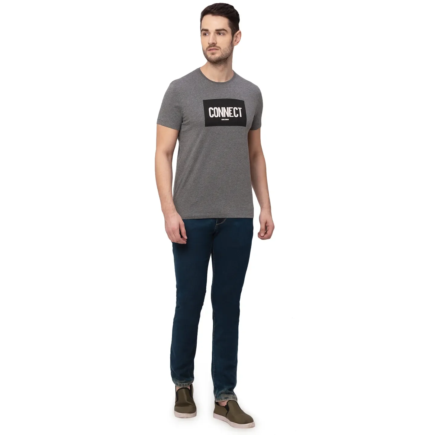 Grey Regular Fit Men's Short Sleeves T-Shirt by Being Human Clothing - Image 4