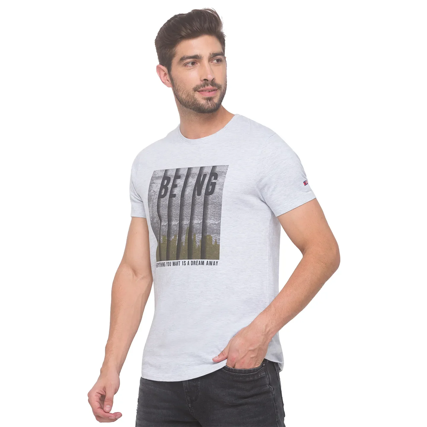 Grey Regular Fit Men's Short Sleeves T-Shirt by Being Human Clothing - Image 4