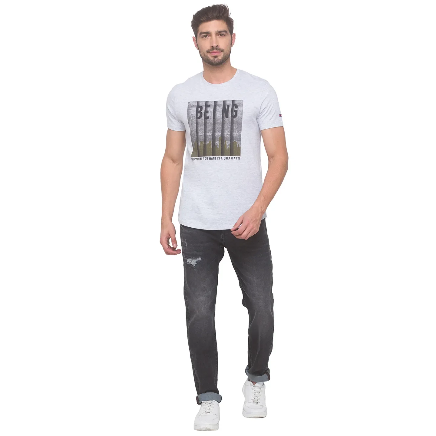 Grey Regular Fit Men's Short Sleeves T-Shirt by Being Human Clothing - Image 6