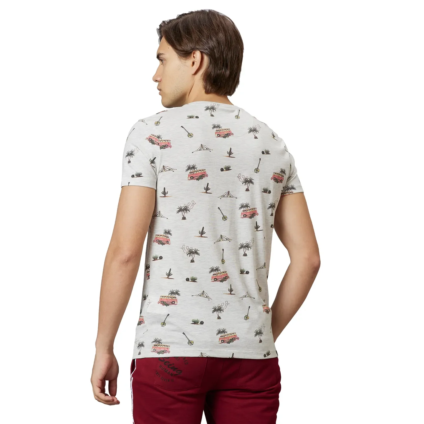 Grey  Regular Fit Round Neck Men's T-Shirt by Being Human Clothing - Image 2