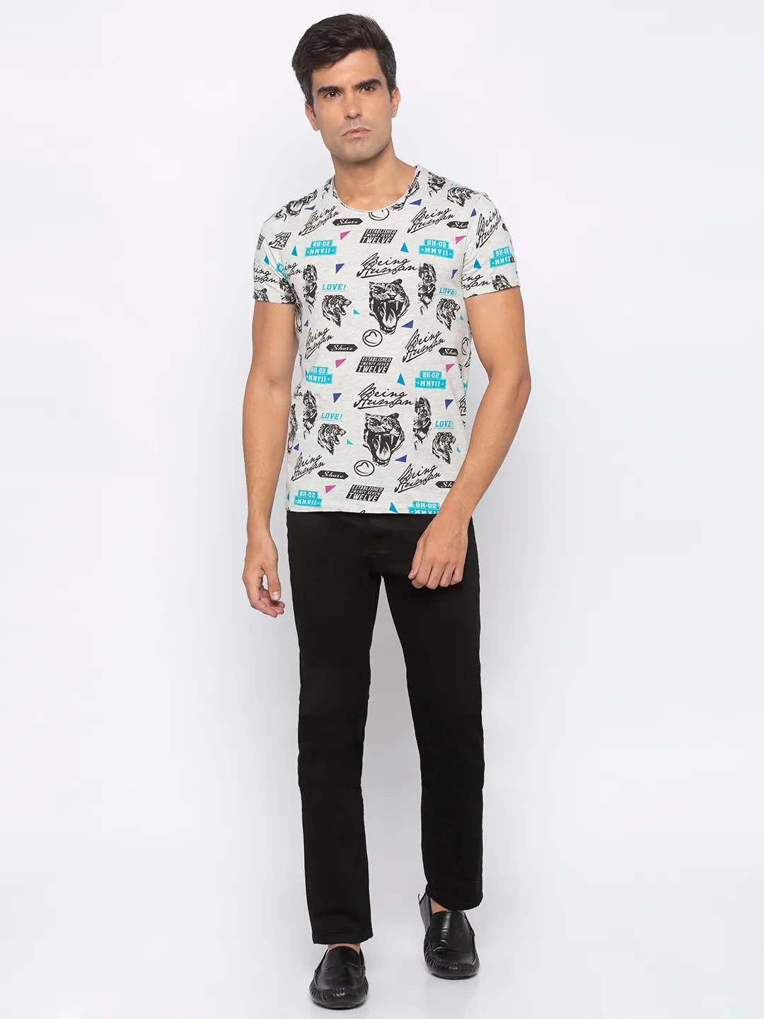 Grey Regular Fit Men's Short Sleeves T-Shirt by Being Human Clothing - Image 5