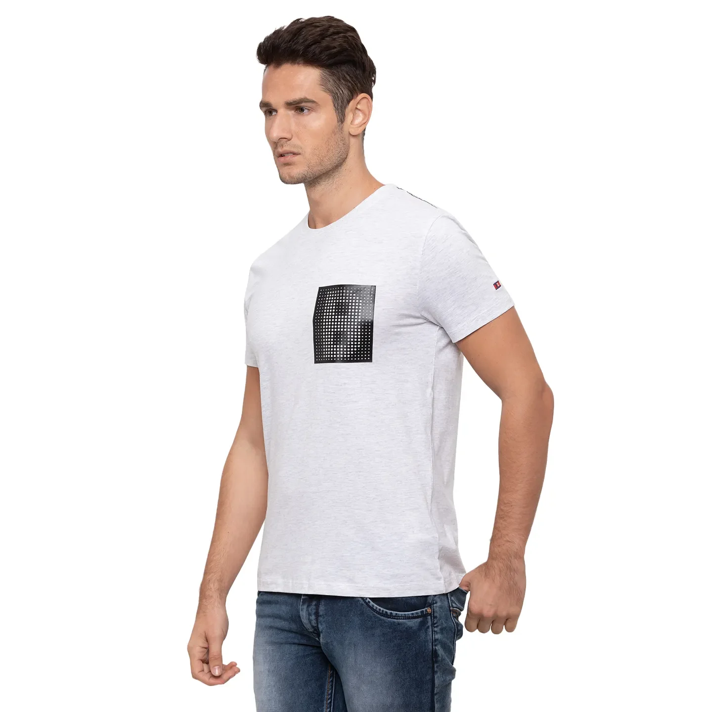 Grey  Regular Fit Round Neck Men's T-Shirt by Being Human Clothing - Image 2