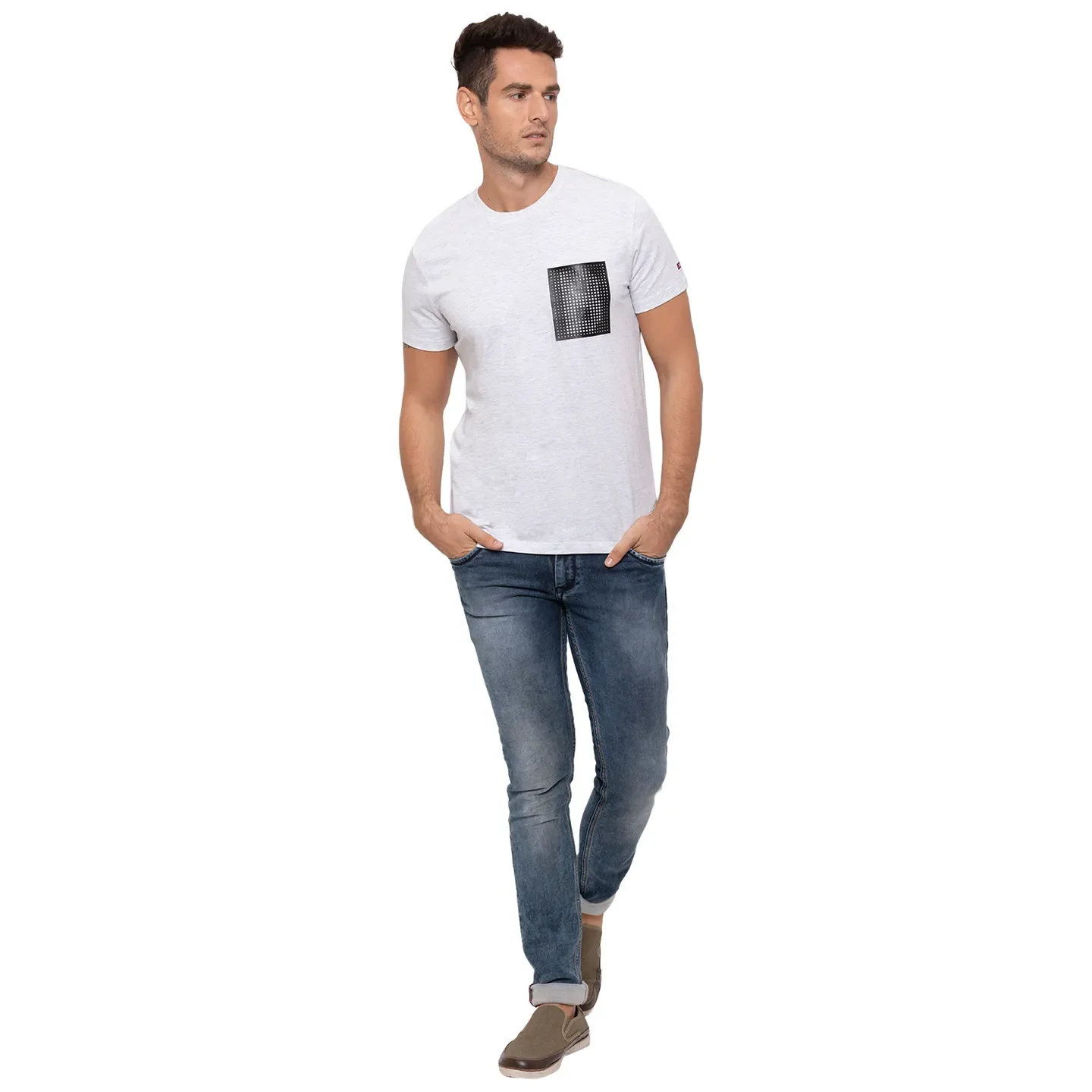 Grey  Regular Fit Round Neck Men's T-Shirt by Being Human Clothing - Image 5