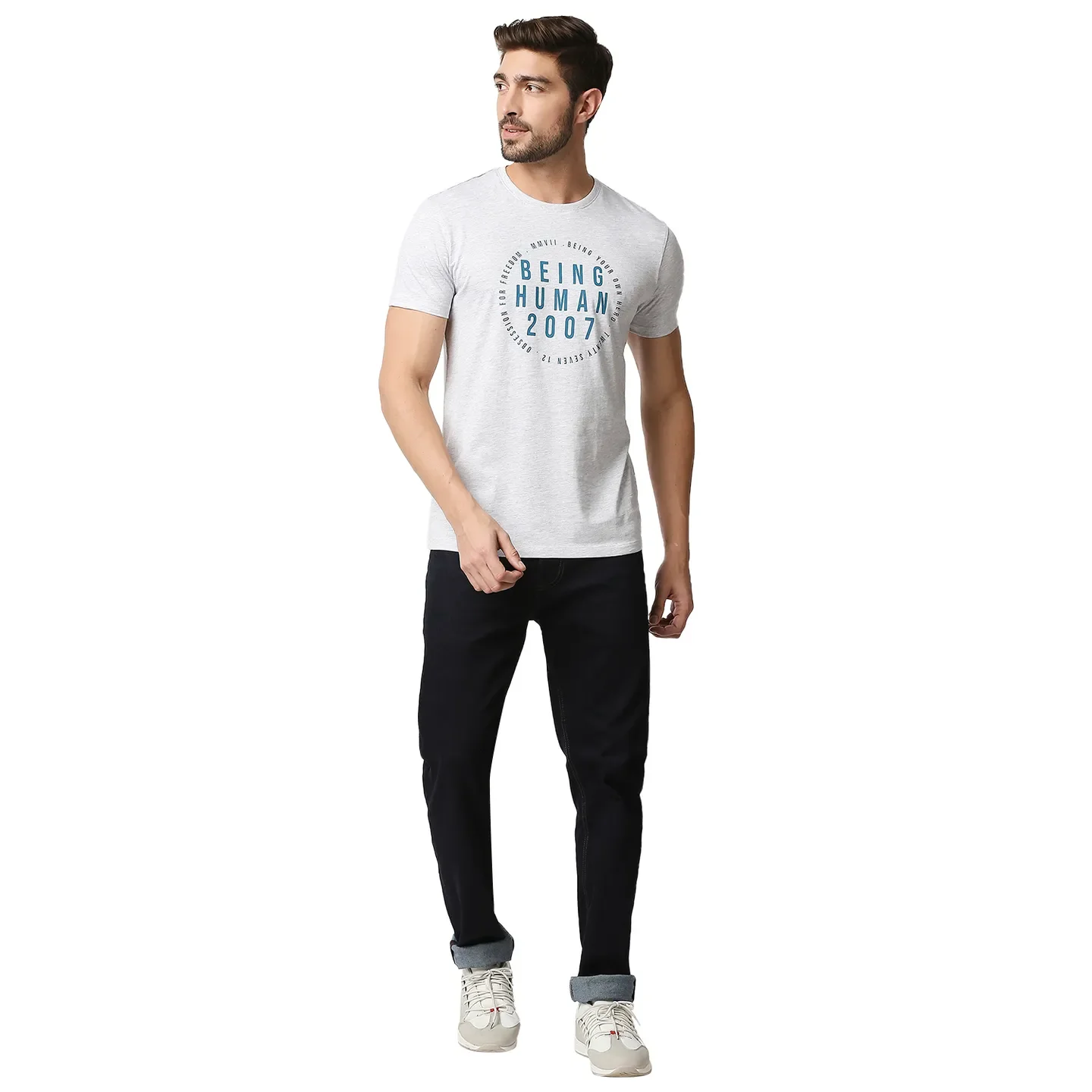 Grey Regular Fit Men's Short Sleeves T-Shirt by Being Human Clothing - Image 6