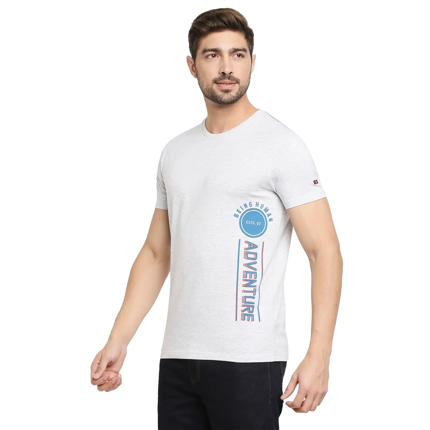 Grey Regular Fit Men's Short Sleeves T-Shirt by Being Human Clothing - Image 2