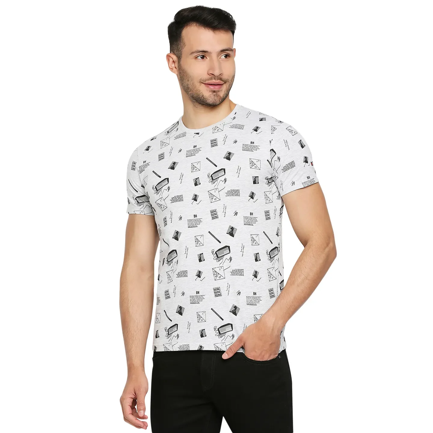 Grey Regular Fit Men's Short Sleeves T-Shirt by Being Human Clothing - Image 2