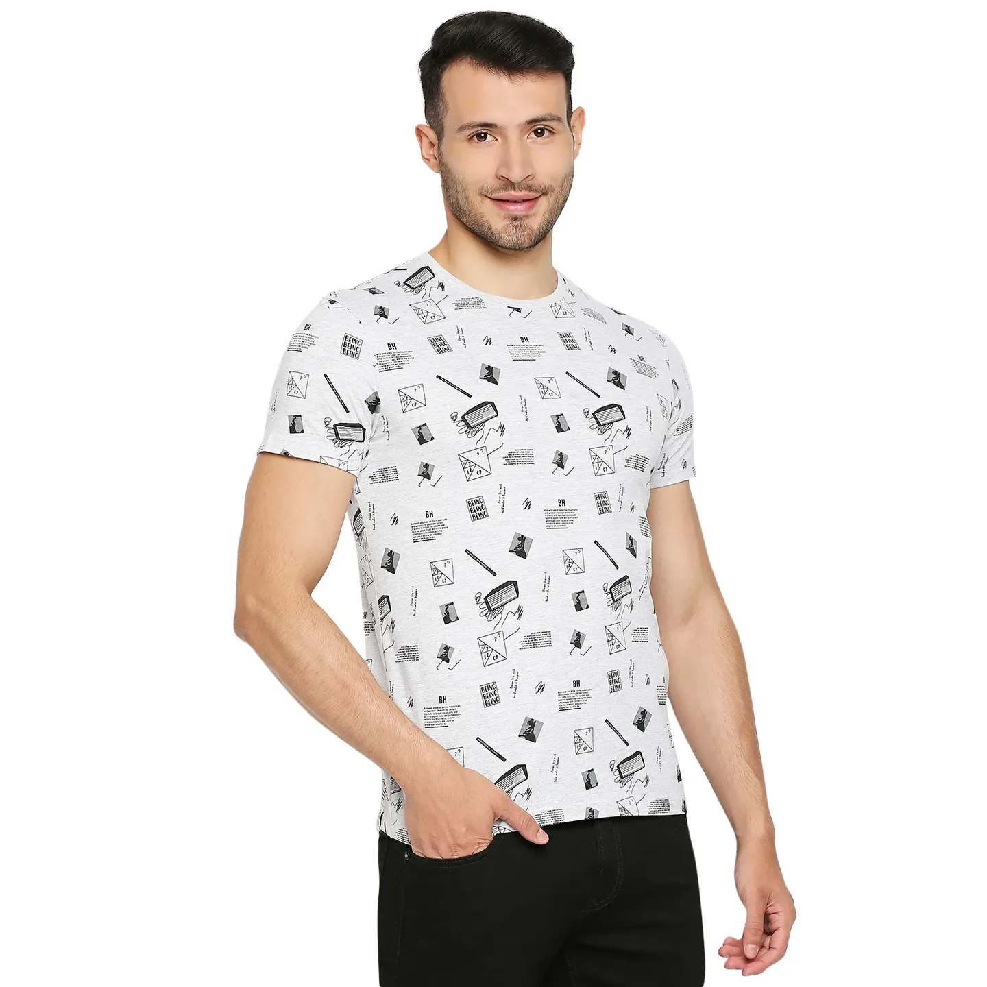Grey Regular Fit Men's Short Sleeves T-Shirt by Being Human Clothing - Image 3