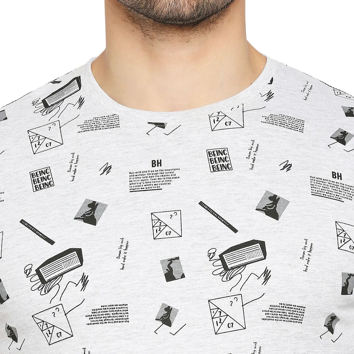 Grey Regular Fit Men's Short Sleeves T-Shirt by Being Human Clothing - Image 5