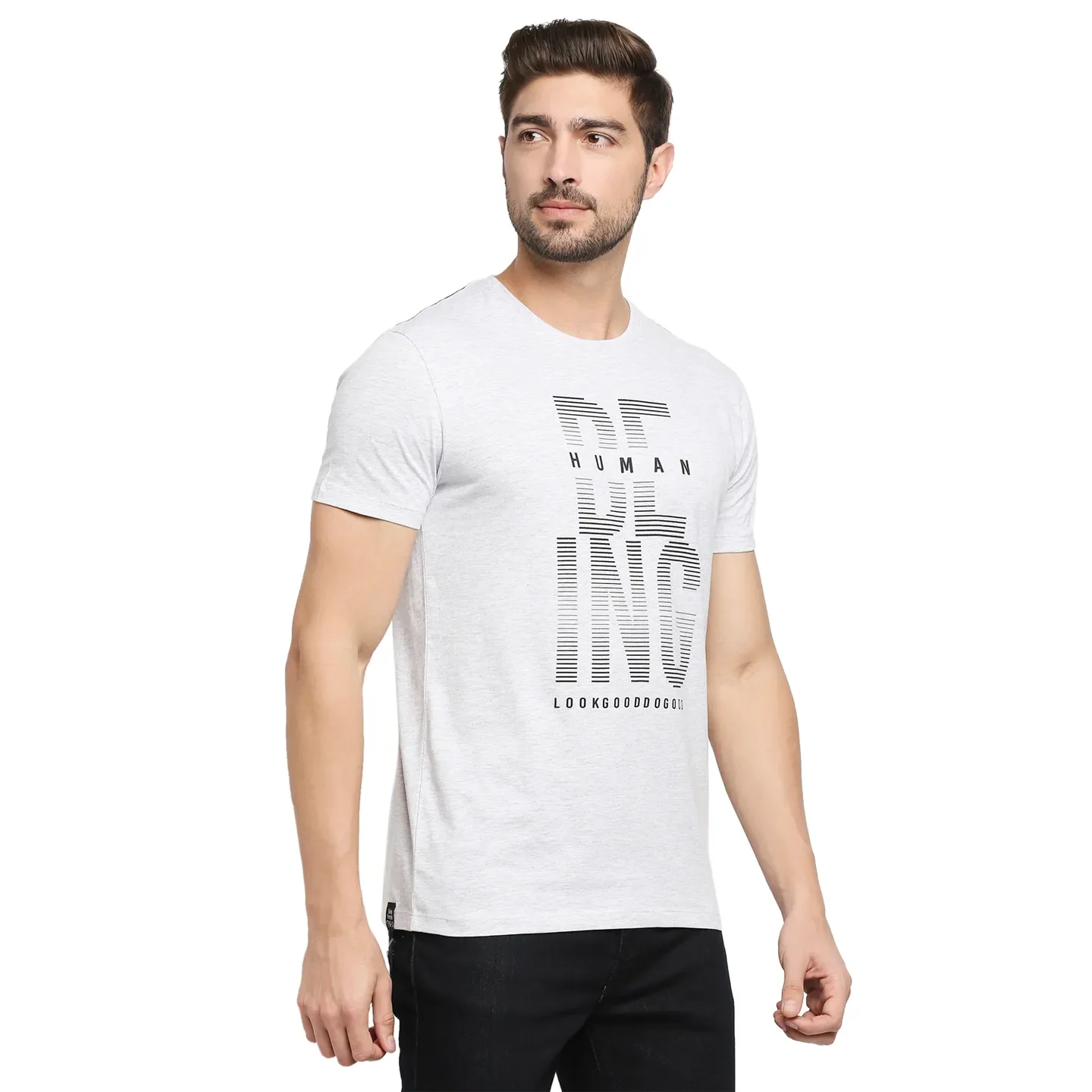 Grey Regular Fit Men's Short Sleeves T-Shirt by Being Human Clothing - Image 3