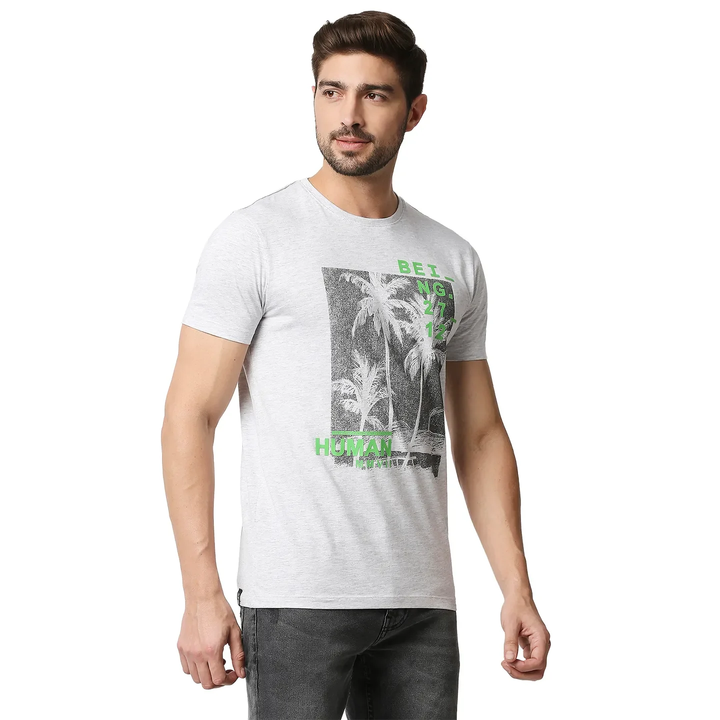 Grey Regular Fit Men's Short Sleeves T-Shirt by Being Human Clothing - Image 3