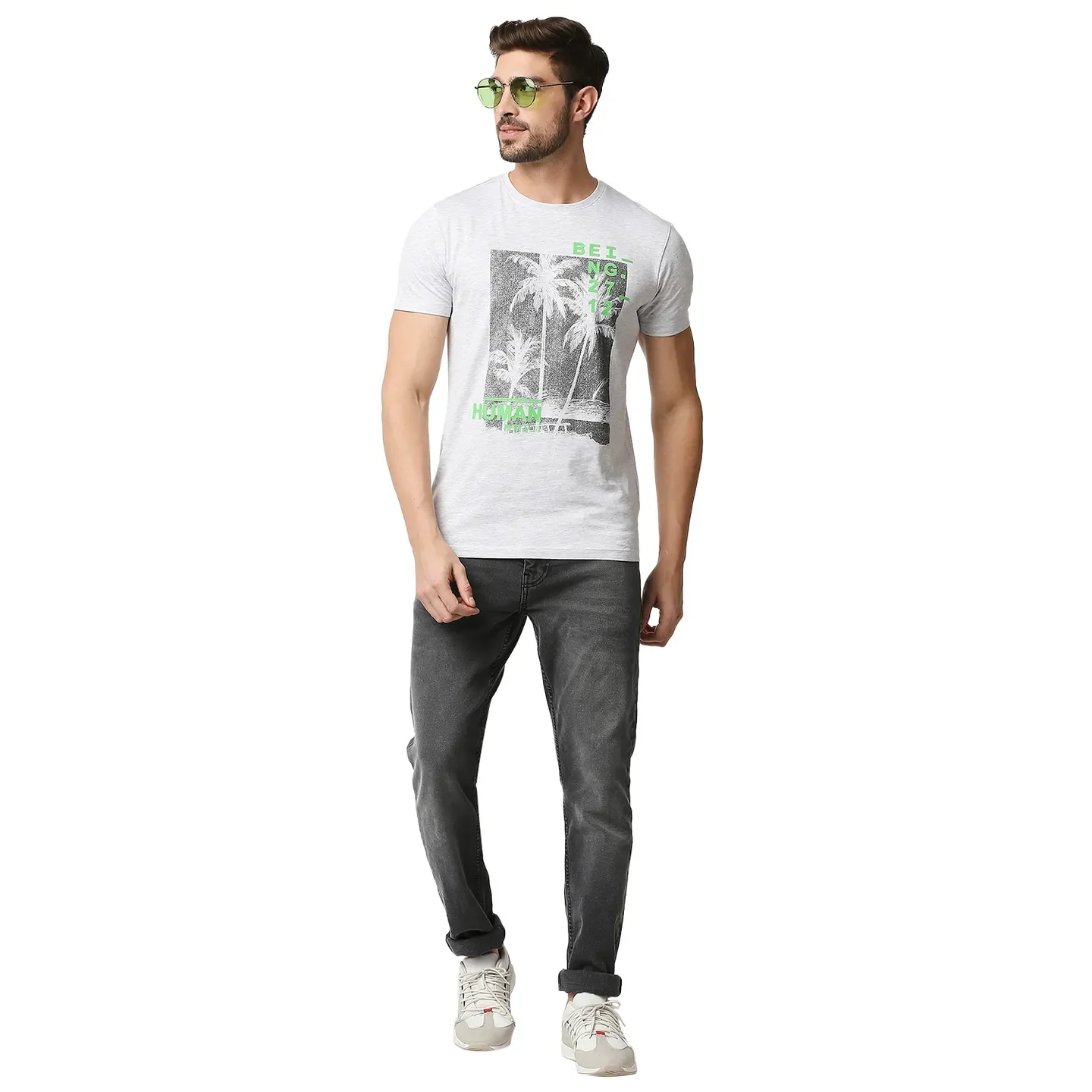 Grey Regular Fit Men's Short Sleeves T-Shirt by Being Human Clothing - Image 6