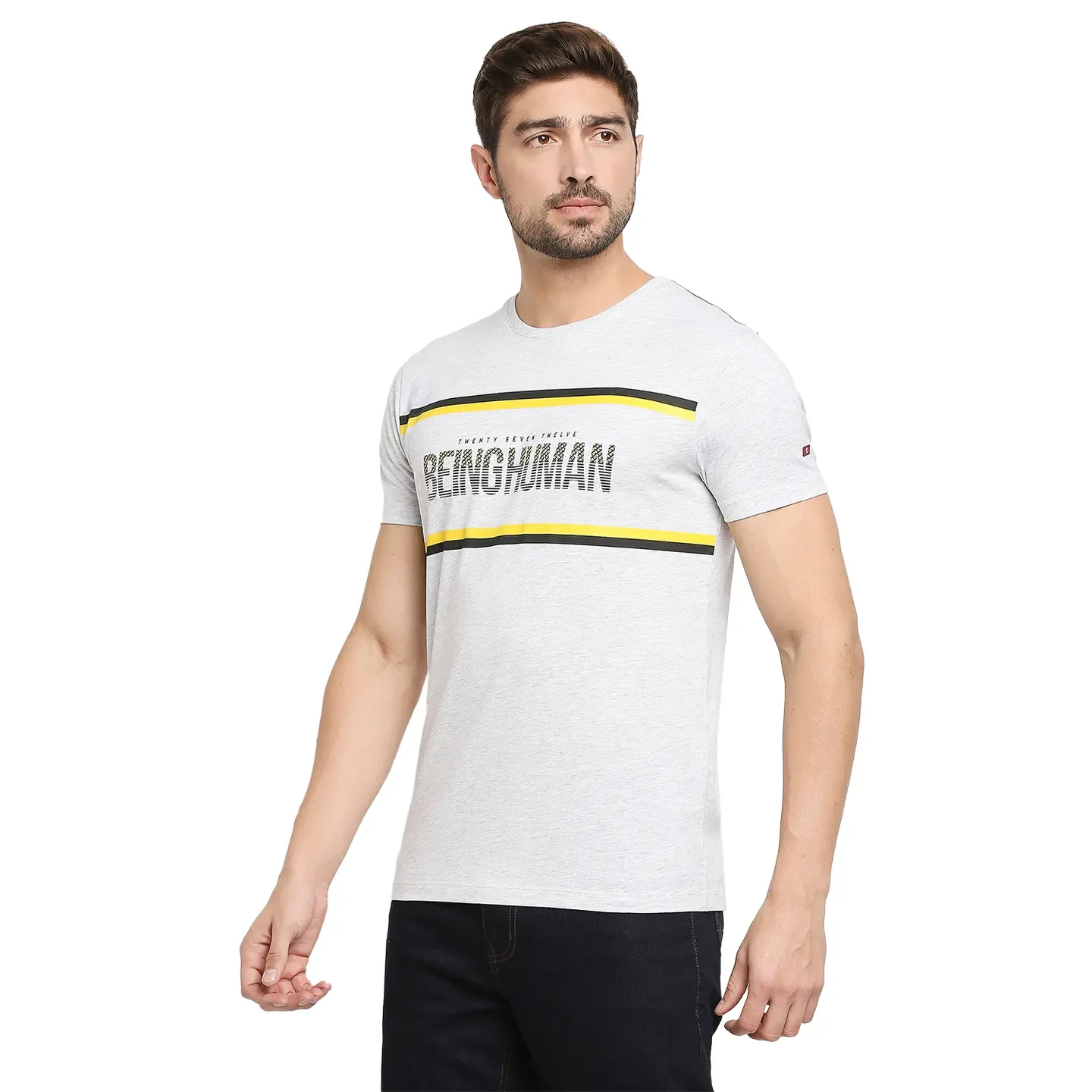 Grey Regular Fit Men's Short Sleeves T-Shirt by Being Human Clothing - Image 2