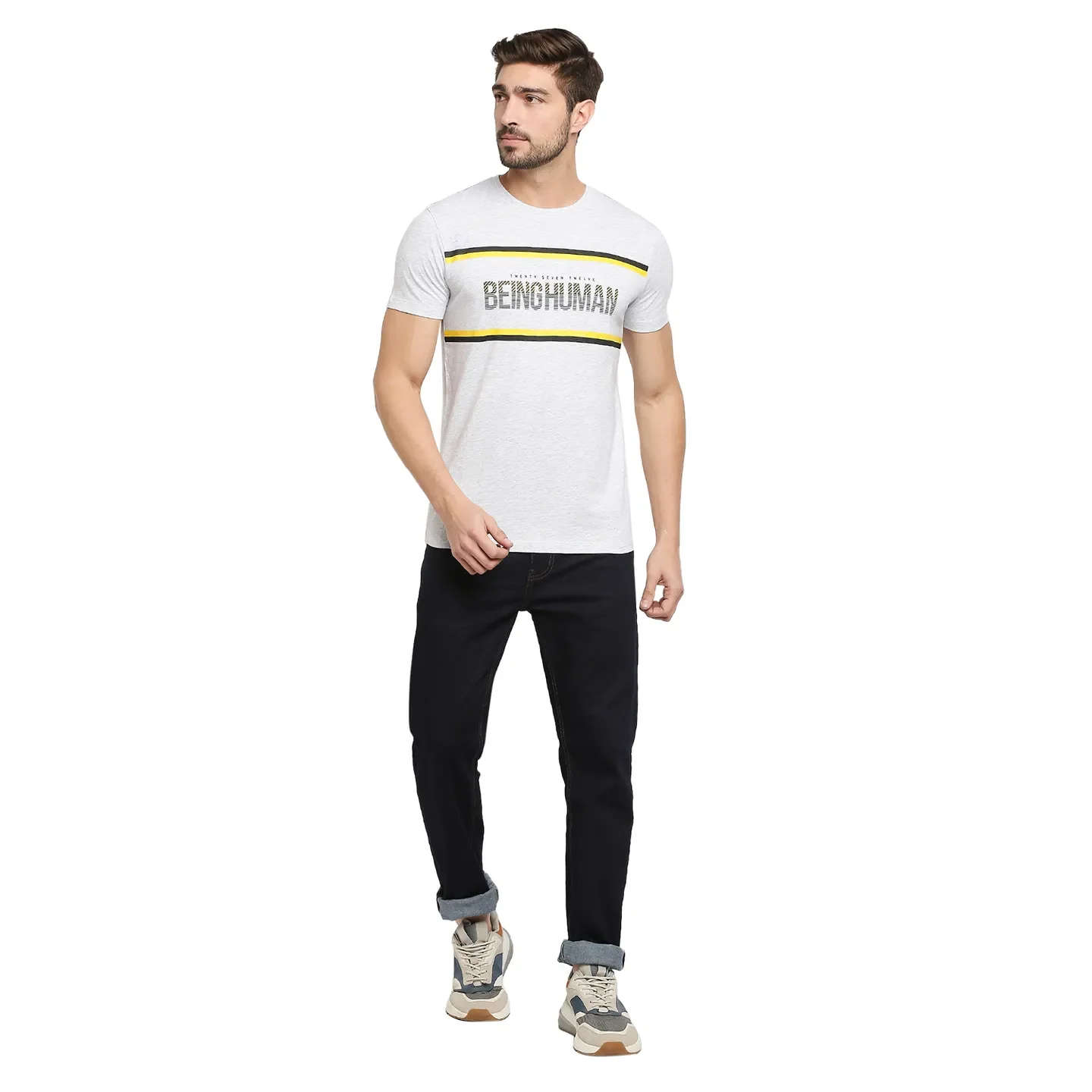 Grey Regular Fit Men's Short Sleeves T-Shirt by Being Human Clothing - Image 6