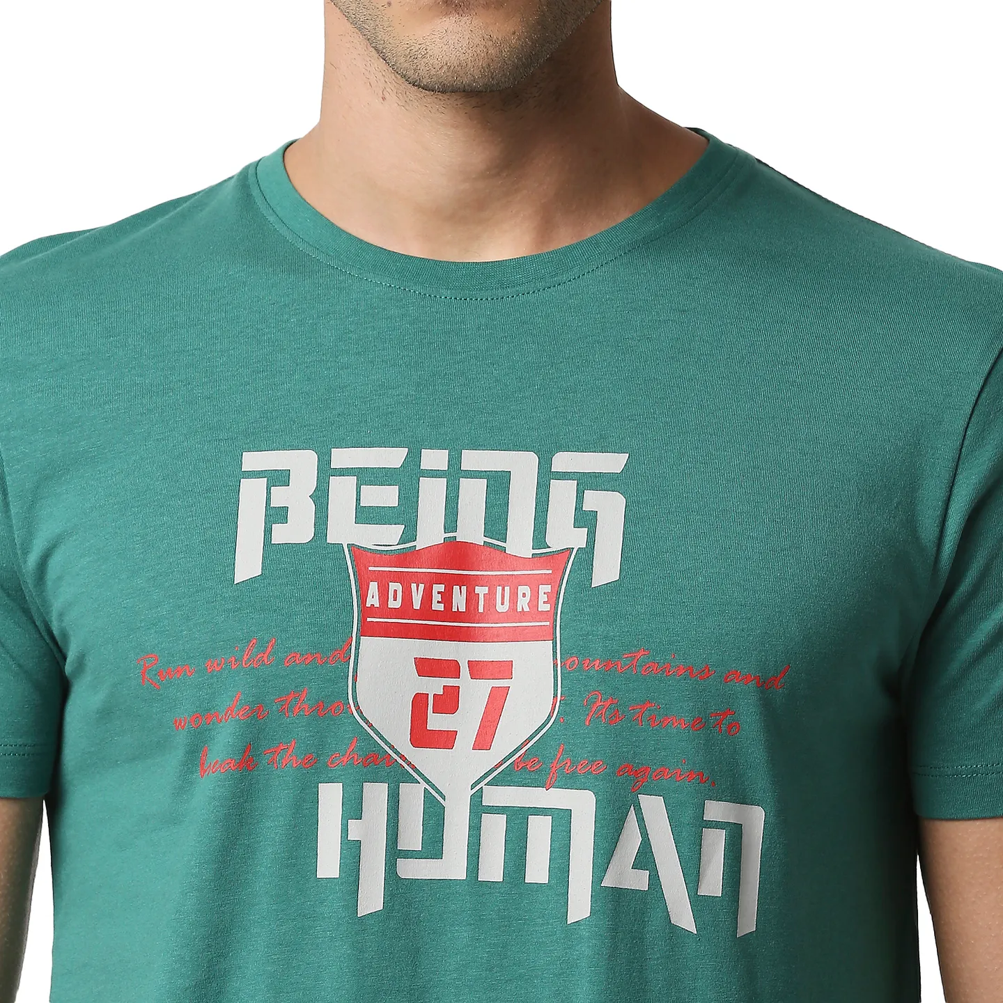 Green Slim Straight Fit Men's Short Sleeves T-Shirt by Being Human Clothing - Image 4