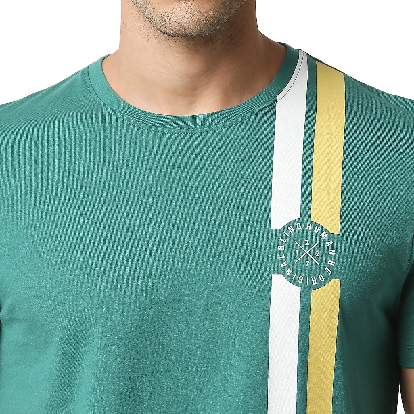 Green Regular Fit Men's Short Sleeves T-Shirt by Being Human Clothing - Image 4