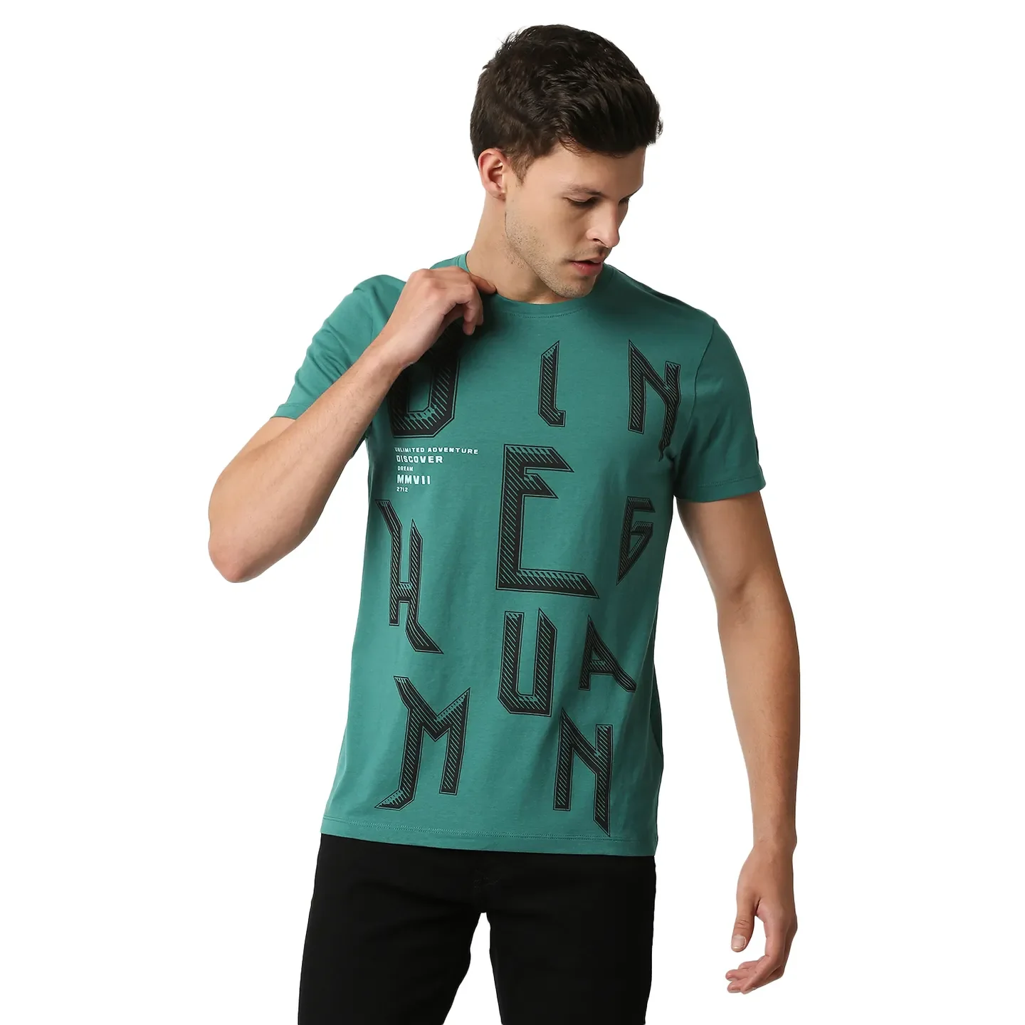 Green Regular Fit Men's Short Sleeves T-Shirt by Being Human Clothing