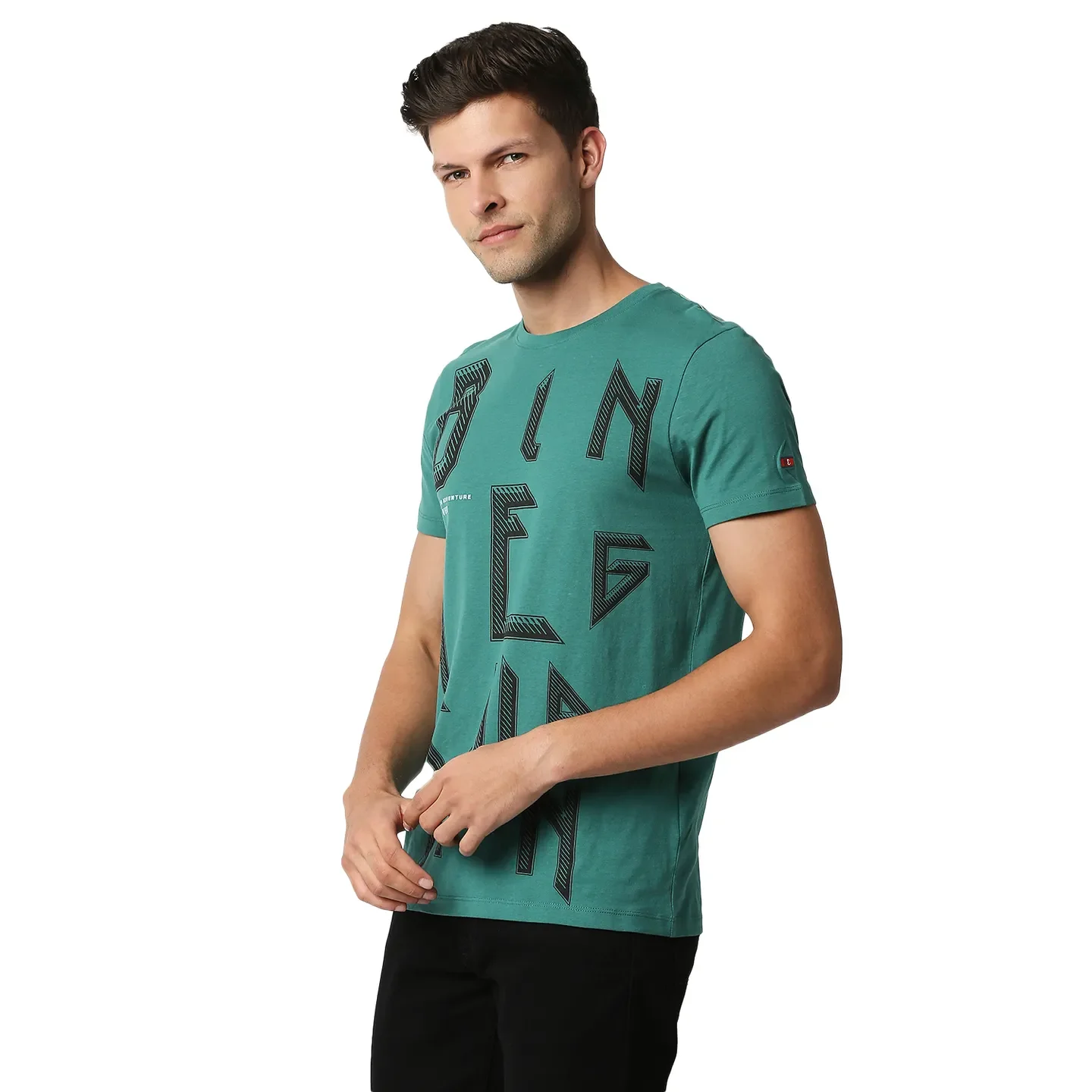 Green Regular Fit Men's Short Sleeves T-Shirt by Being Human Clothing - Image 2