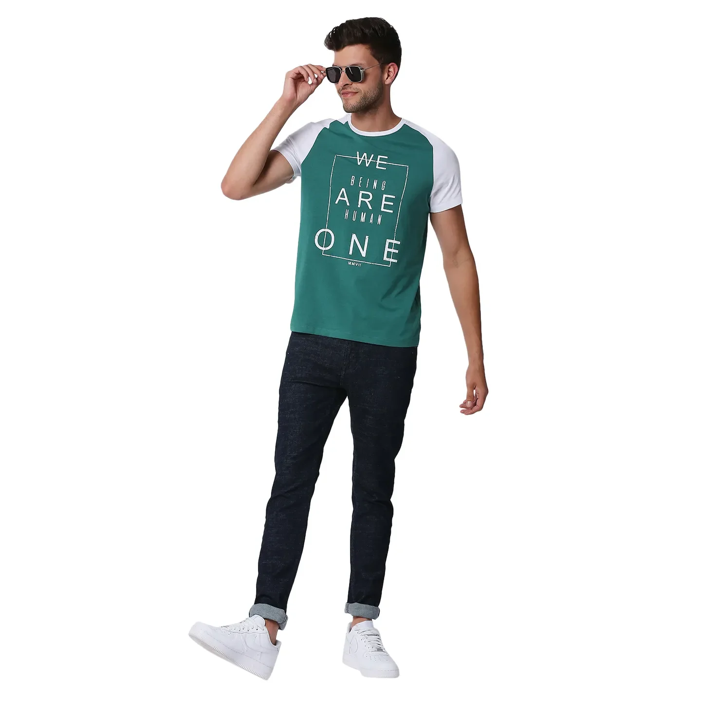 Green Regular Fit Men's Short Sleeves T-Shirt by Being Human Clothing - Image 5